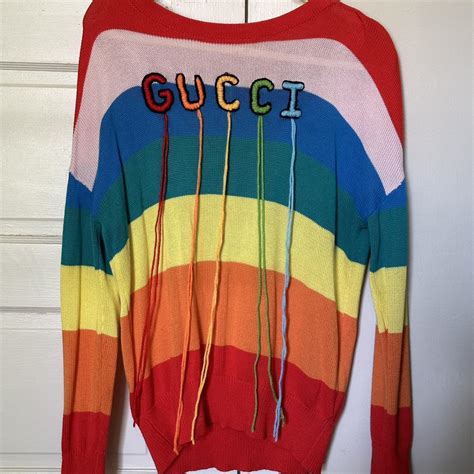 90's gucci rainbow sweater|gucci brown sweater.